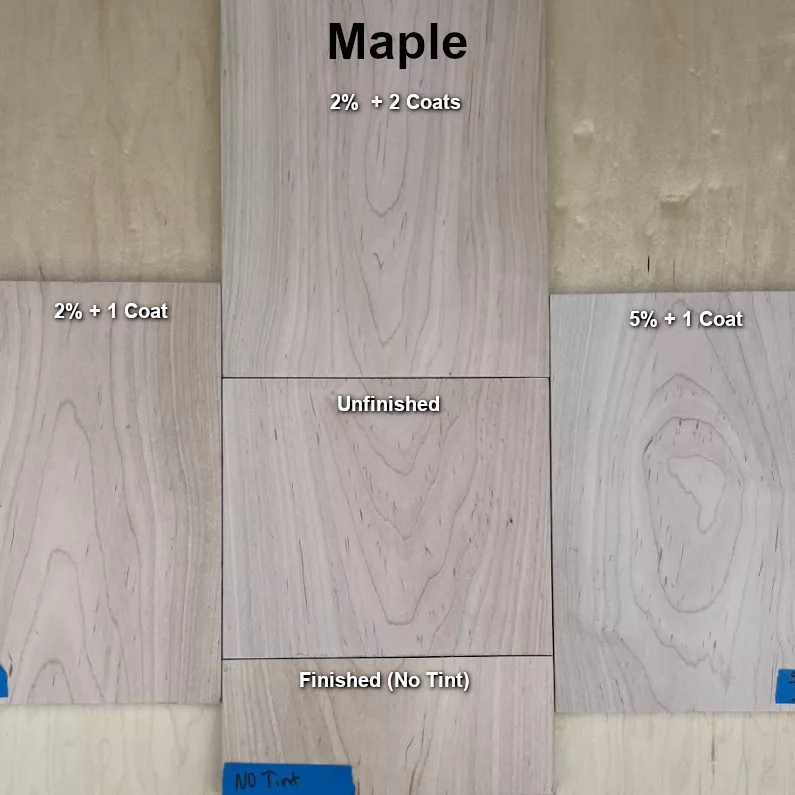 Samples of the natural wood look using maple