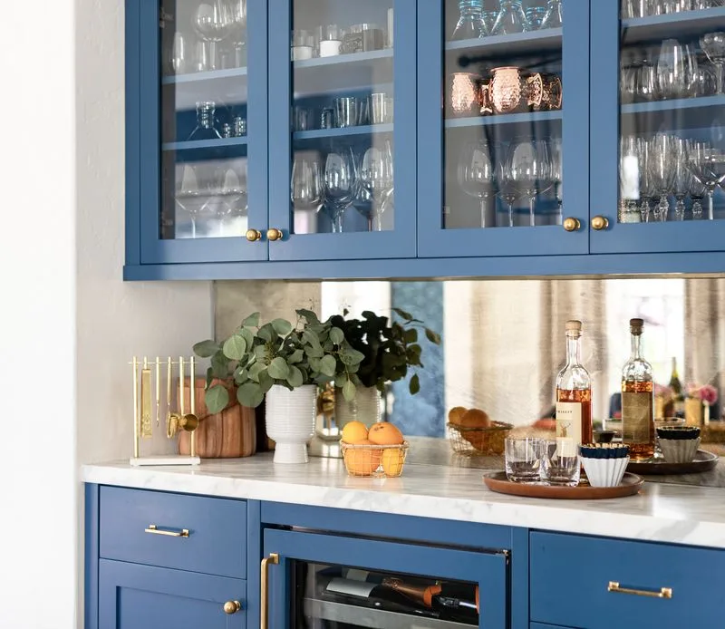 Candy Coat Wood Finish- Beautiful Blue Bar Area